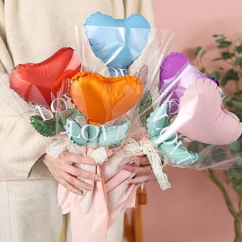 1/5pcs Love Heart Rose Shaped Bouquet Balloon Mother's Day Balloons Birthday Wedding Decors