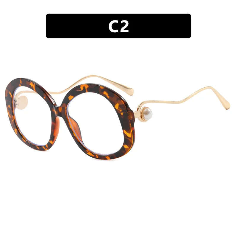 JNPCXI Vintage Round Women Luxury Sunglasses Fashion Pearl Design Glasses Frames UV400 Female Spectacles Frame