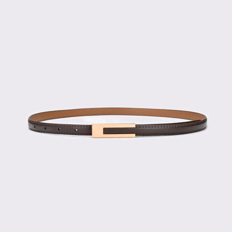 Women’s Korean Fashion PU Leather Thin Waist Belt Adjustable Casual Metal Strap