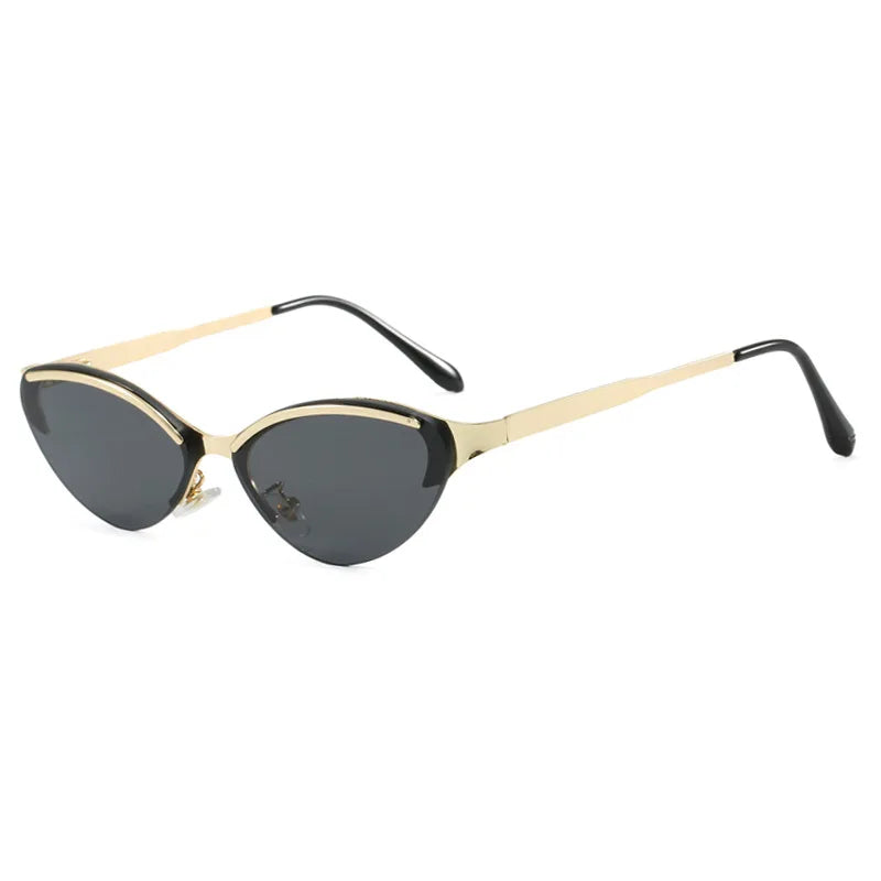 JNPCXI Fashion Cat Eye Women Sunglasses Retro Metal Colorful Tea Gradient Shades UV400 Men Trending Sun Glasses