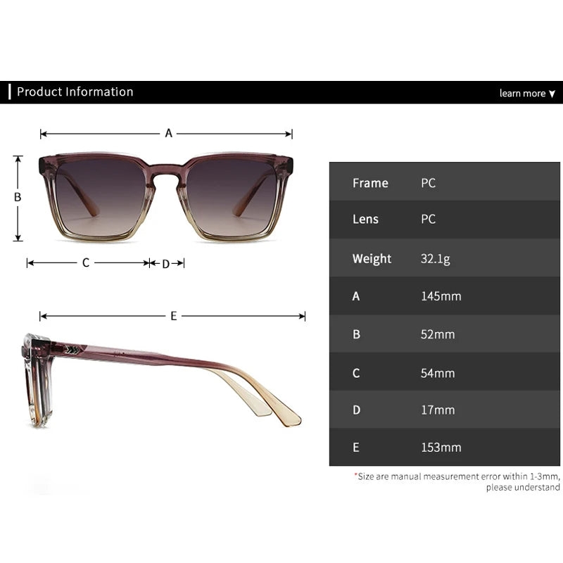 JNPCXI New Fashion Square Sunglasses Retro High Quality Men Trending Sun Glasses Women Black Gradient Shades UV400 Eyewear
