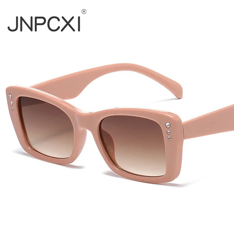 JNPCXI Vintage Suqare Women Luxury Sunglasses Diamond Shades UV400 Fashion Gradient Men Sun Glasses