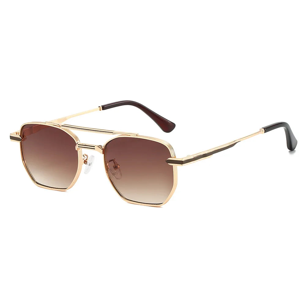 JNPCXI Fashion Pilot Double Bridges Men Sunglasses Silver Blue Gradient Shades UV400 WomenTrending Sun Glasses