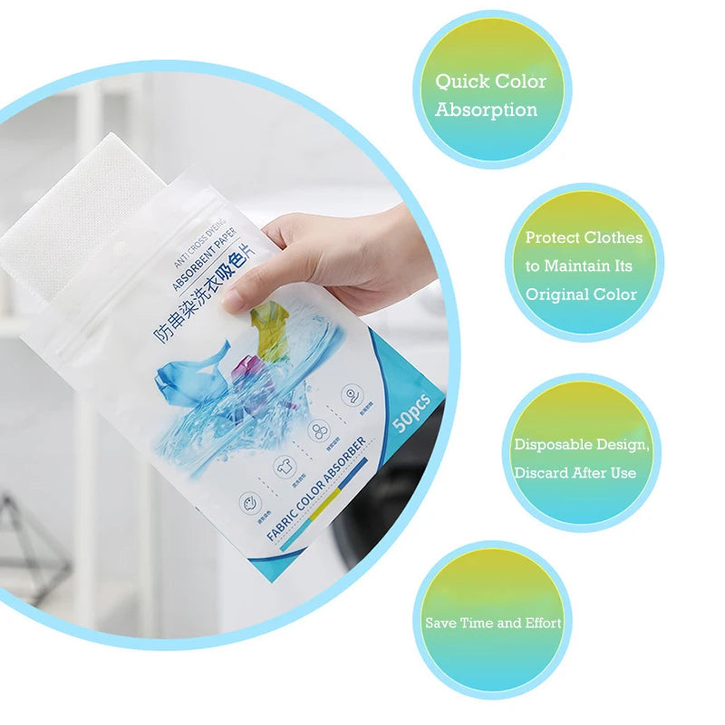 50-200PCS Laundry Color Absorbing Paper Anti-dyeing Laundry Tablets Wash Machine
