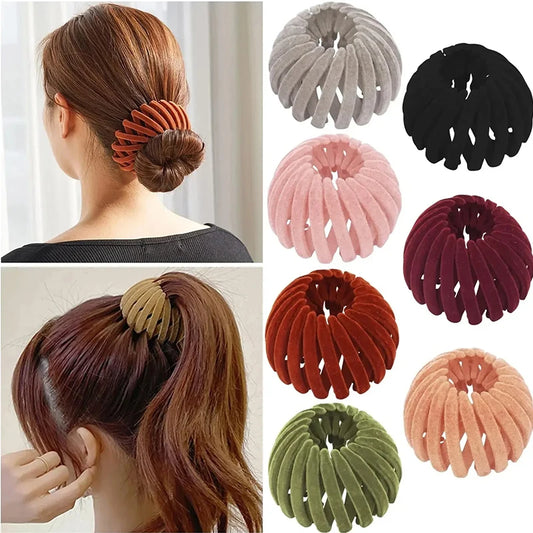 2Pcs Flocking Bird Nest Shaped Hair Clips Claw for Women Simple  Lazy Braider Tool Hairpin Fashion Hair Accessories