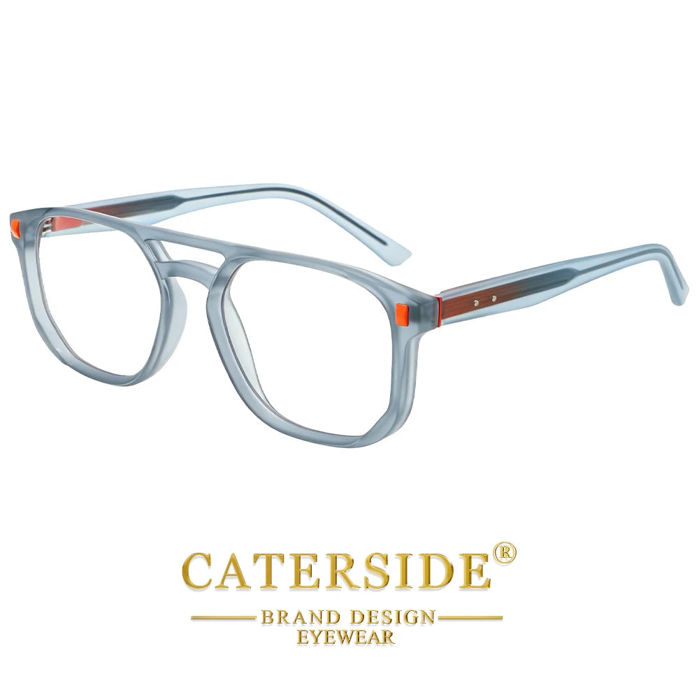CATERSIDE Fashion Men's Pilot Glasses Frame Square Anti Blue Light Computer Glasses Women's Minimalist Decorative Glasses Frame