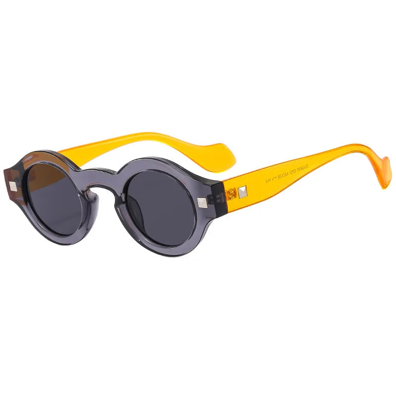 JNPCXI Men Steampunk Sunglases Small Round Frame Anti-blue Light Transparent Glasse Luxury Brand Design UV400 Shades