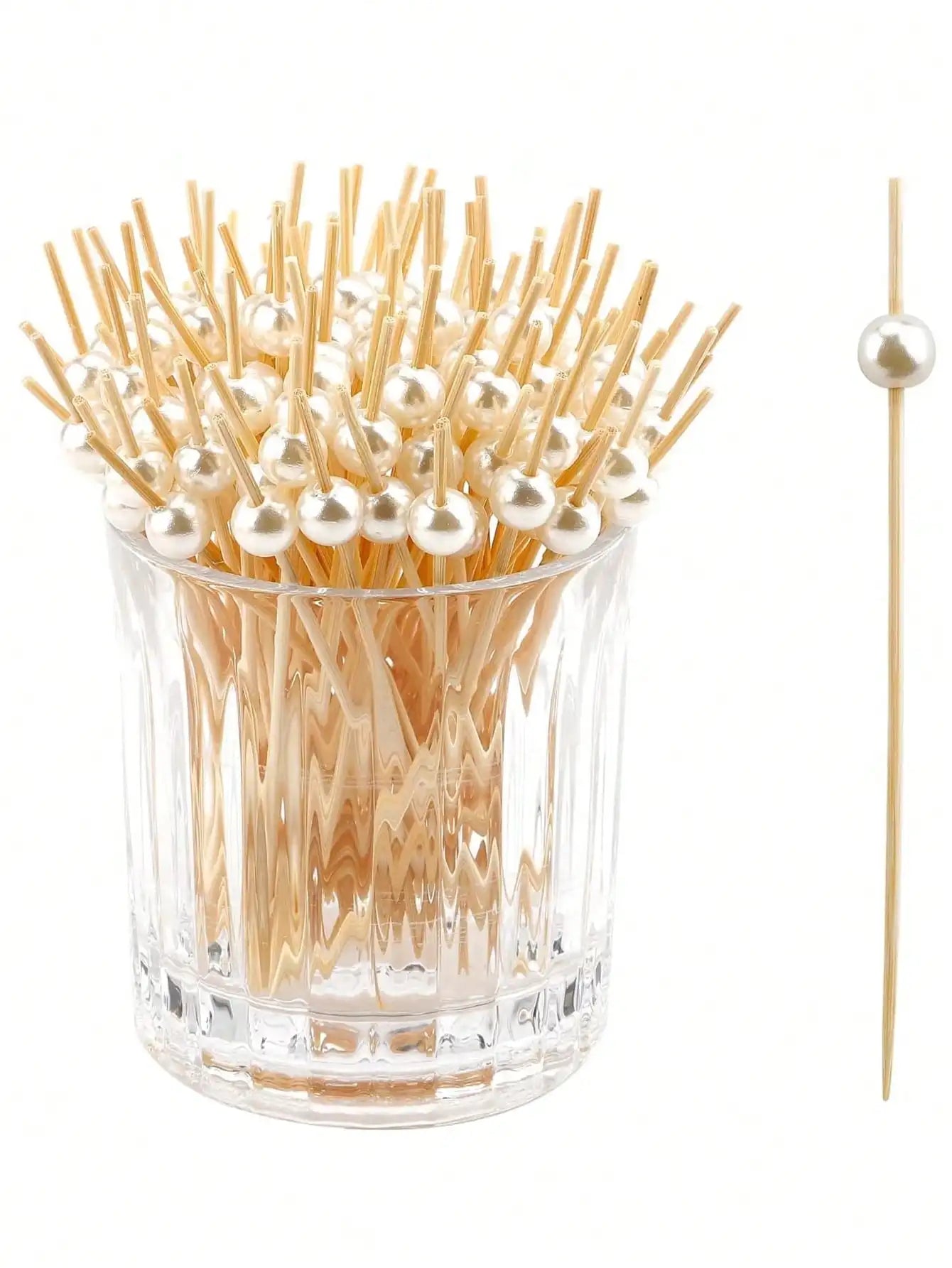 100pcs Cocktail Picks, 4.7 Inch Toothpicks For Drinks, Desserts, Party Fancy Toothpicks Faux Pearl Mini Food Picks Decorative