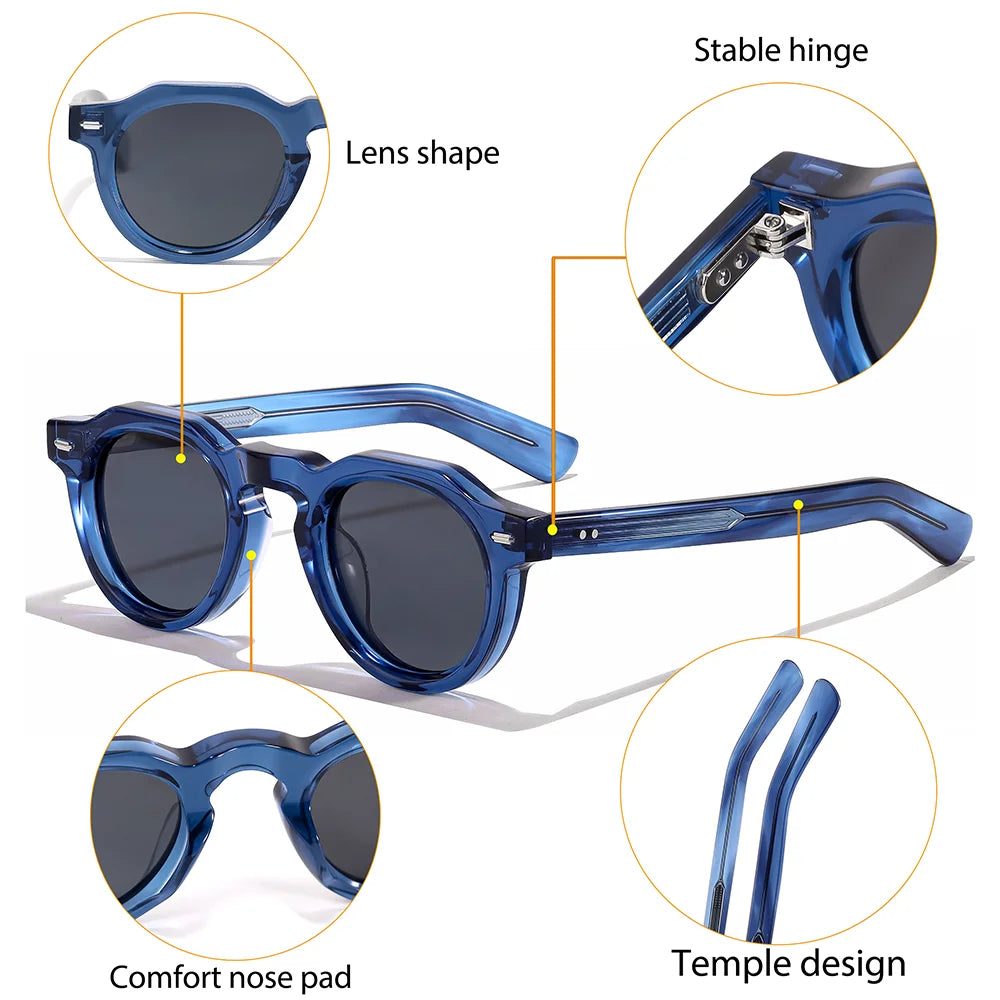 CATERSIDE Acetate Simple Men Sunglasses Polarized Small Frame High-Quality Frame Sun Glasses Women Party Travel Outdoor Glasses