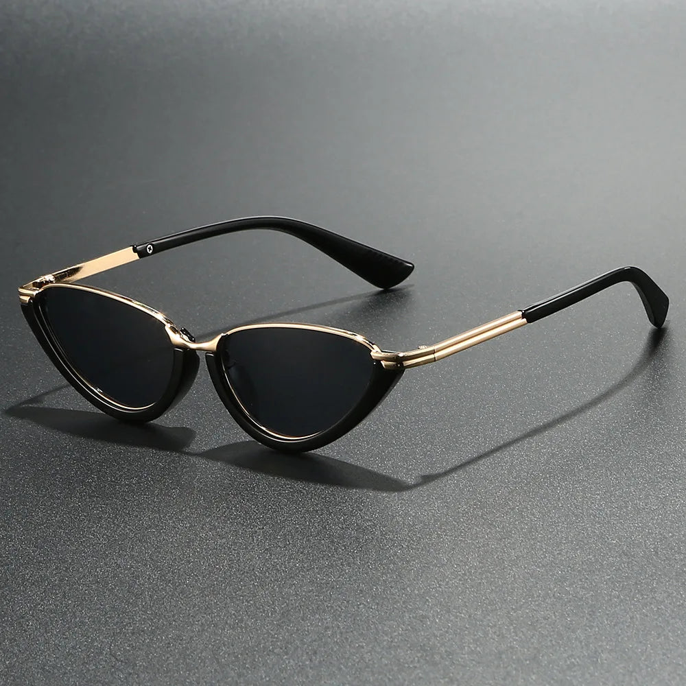 JNPCXI Retro Small Cat Eye Women Sunglasses Fashion Clear Ocean Lens Shades UV400 Men Trending Punk Gradient Sun Glasses