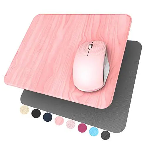 Hard Mouse Pad, Ultra Thin Wood-Textured PU Leather Mouse Mat, Non-Slip Rubber Base Mousepad for Office/Home/Gaming