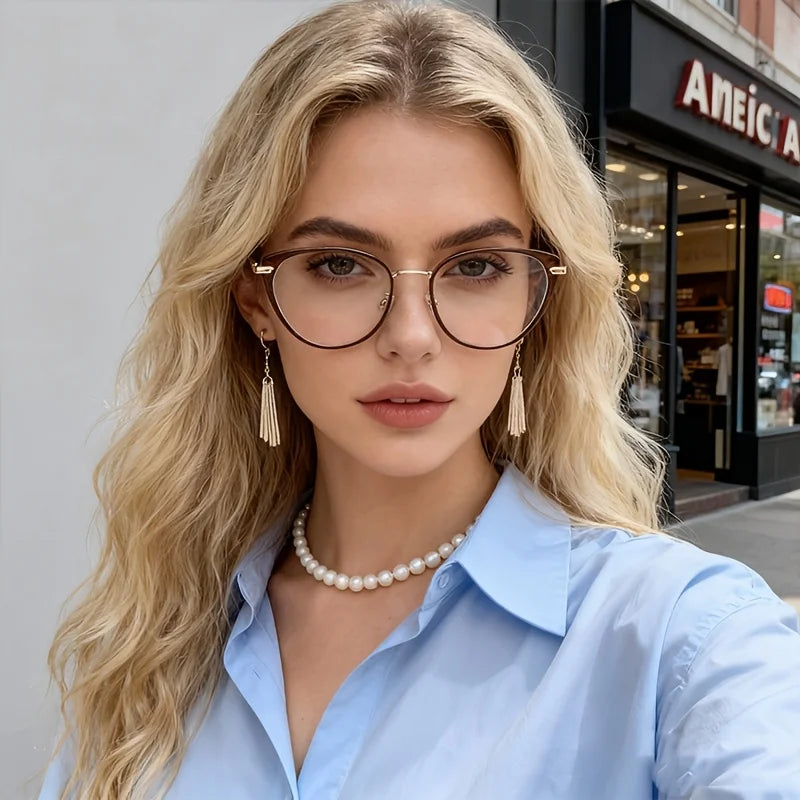 Retro Cat Eye Glasses for Women Glasses Anti Blue Light Ultra Light Glasses Frame Glasses