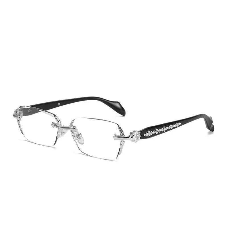Women Retro Photochromic Glasses  Men Fashion Anti Blue Light Rimless Eye Glasses Unisex