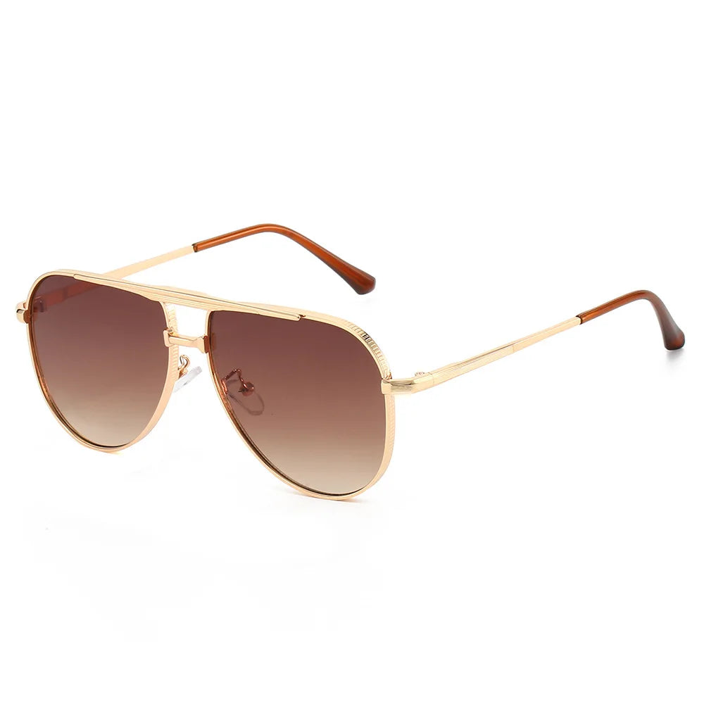JNPCXI New Retro Metal Double Bridges Pilot Women Sunglasses Fashion Quality Gradient Men Shades UV400 Sun Glasses