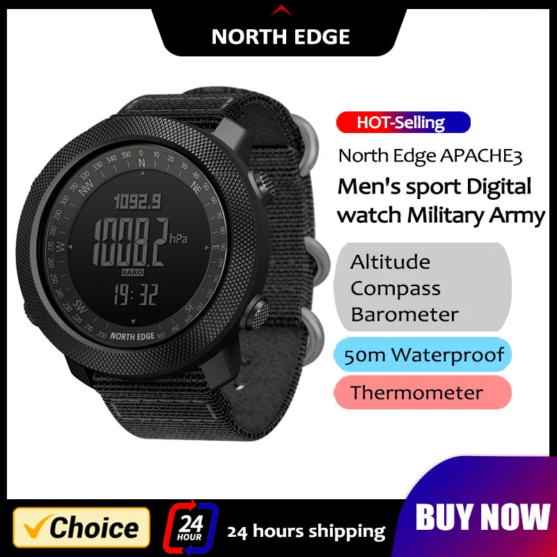 NORTH EDGE Mens Smart Watch Military Clock Pedometer Running Digital Smartwatch