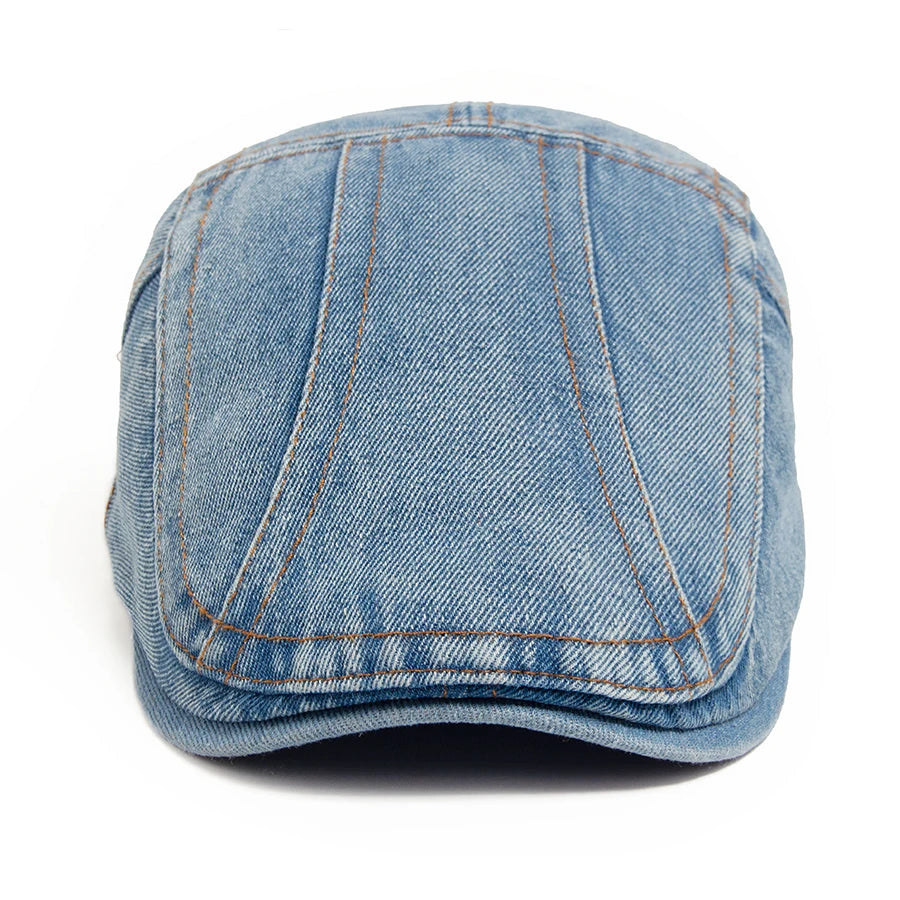 Women's Beret Fashion Denim Vintage Newsboy Cap For Men Summer Solid Washed Flat Caps Casual Female Visor Hat Unisex Adjustable