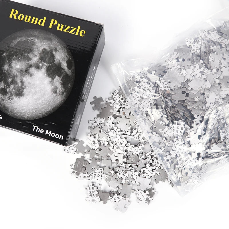 Adult Round Puzzle 1000 Pieces Moon Challenge Games Learning Educational Puzzle Moon Puzzle Space Flat Puzzle Difficult  Toys