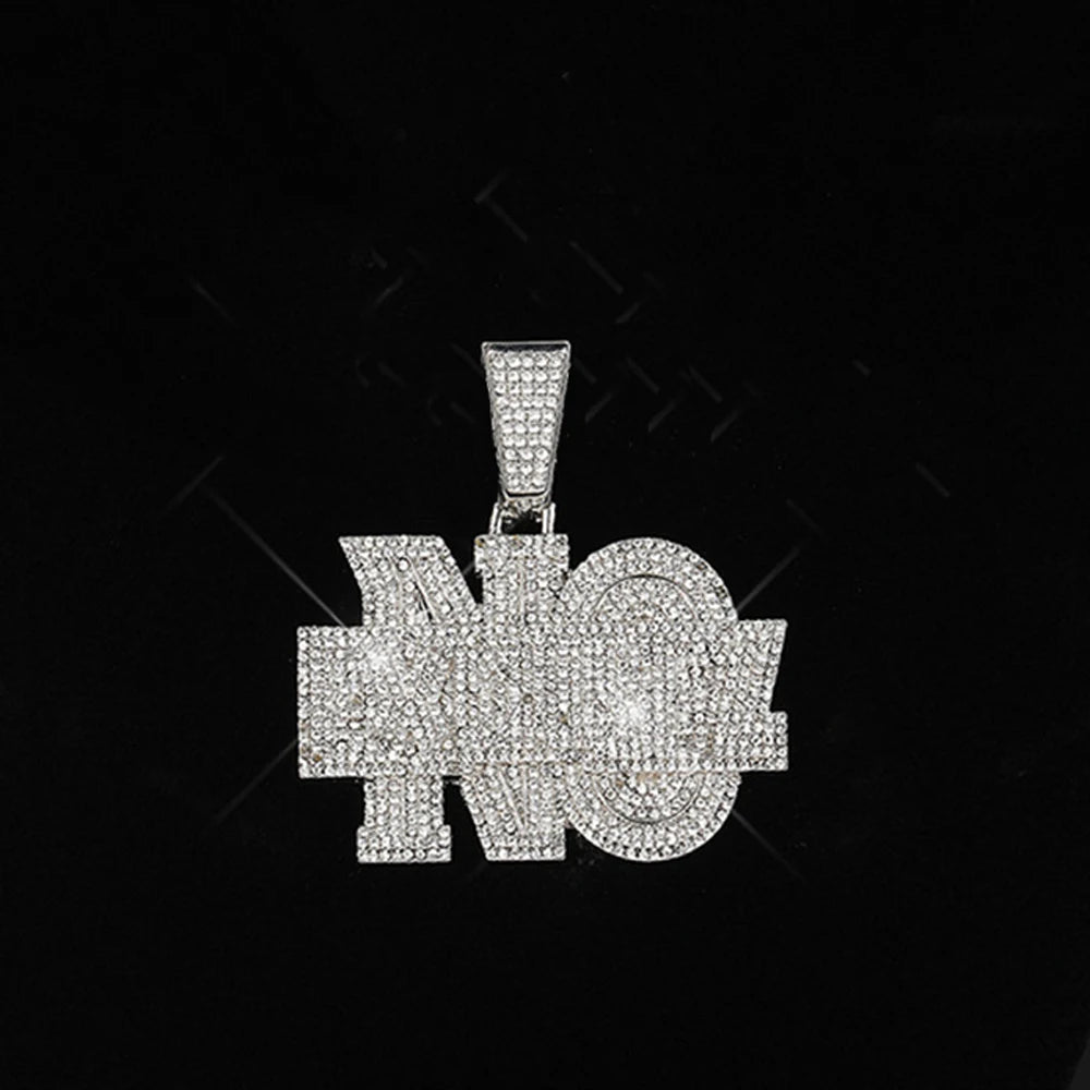 Men Hip Hop Lettes NO EXCUSEZ Pendant Necklace with 13mm Crystal Cuban Link Chain Iced Out Bling Necklaces Fashion Punk Jewelry