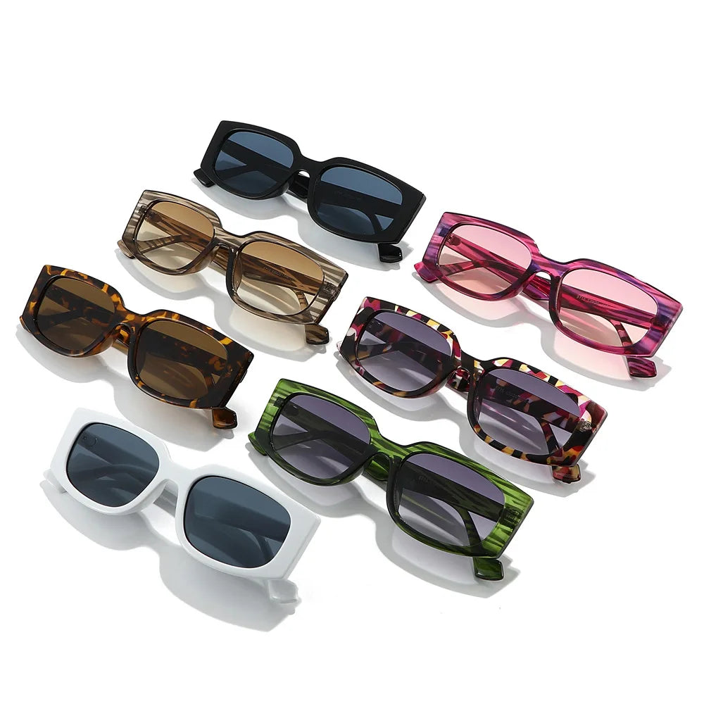 JNPCXI New Rectangle Sunglasses Women Fashion Stripe Gradient Men Sun Glasses Shades UV400