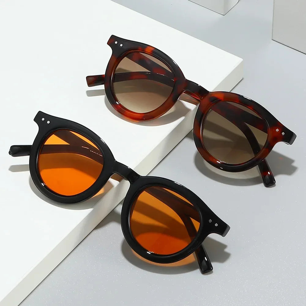 JNPCXI New Oval Sunglasses Women Fashion Clear Gradient Shades UV400 Black Orange Men Trending Rivets Punk Sun Glasses