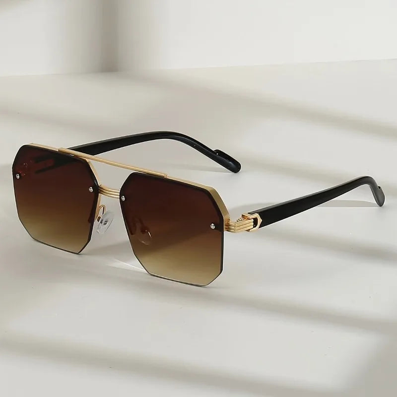 New Fashion Half Frame Cutting Edge Fashion Glasses for Men and Women Trendy European and American Box Fashion Glasses