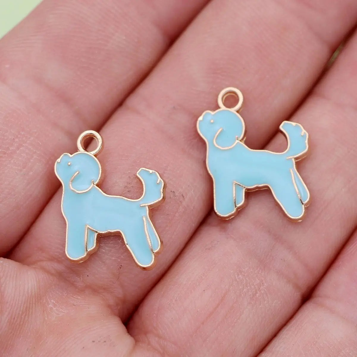 10Pcs Gold Plated Black Enamel Dog Charm Connectors for Making Bracelet DIY Jewelry Accessories