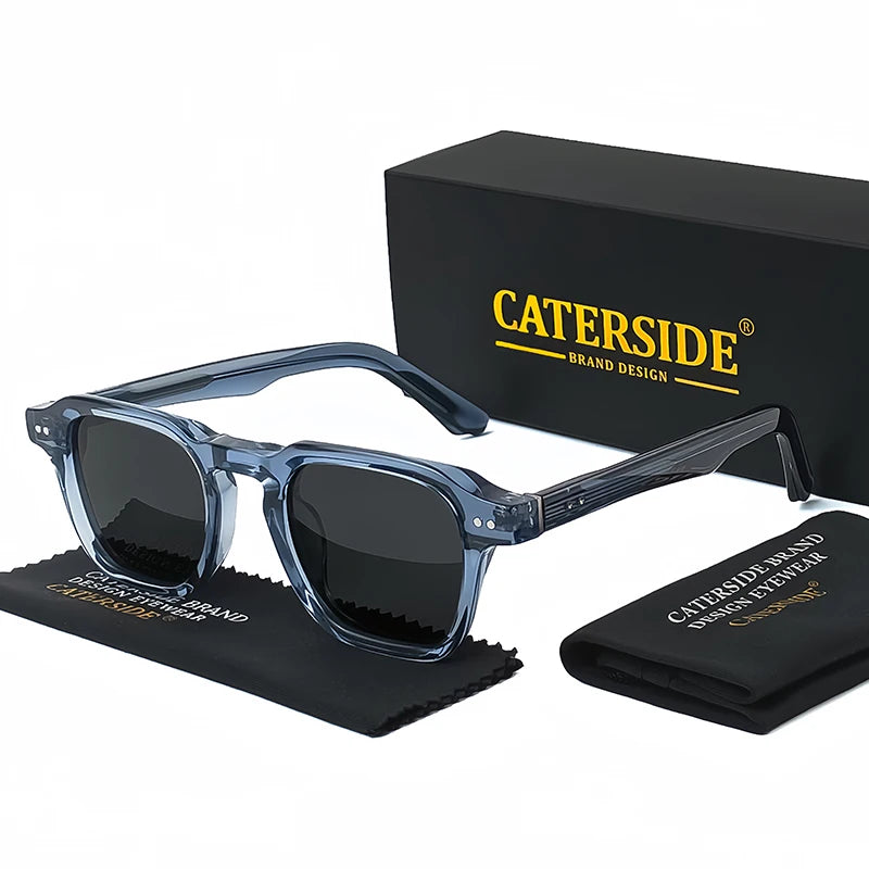 CATERSIDE Retro Polarized Sunglasses Men Square Large Acetate Frame Women Sun Glasses Punk Outdoor Driving Travel Eyewear UV400