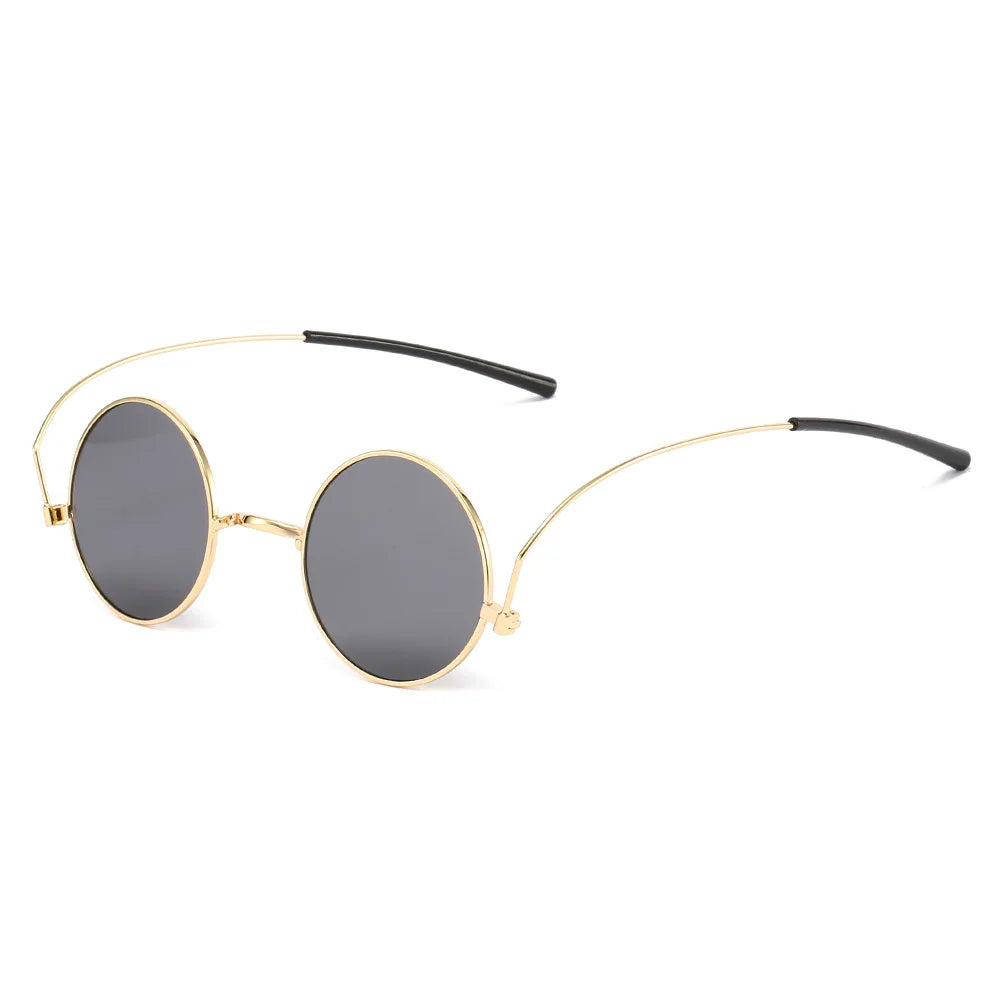 JNPCXI Retro Small Round Metal Sunglasses Women Fashion Unique Legs Clear Gradient Mirror Lens Shades UV400 Men Punk Sun Glasses