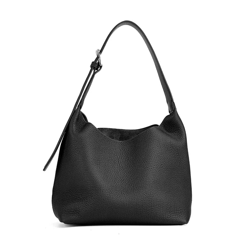 Women's Cowhide Genuine Leather Underarm Bags Female Retro Top grain leather Shoulder Bag Ladies Luxury Designer Handbags