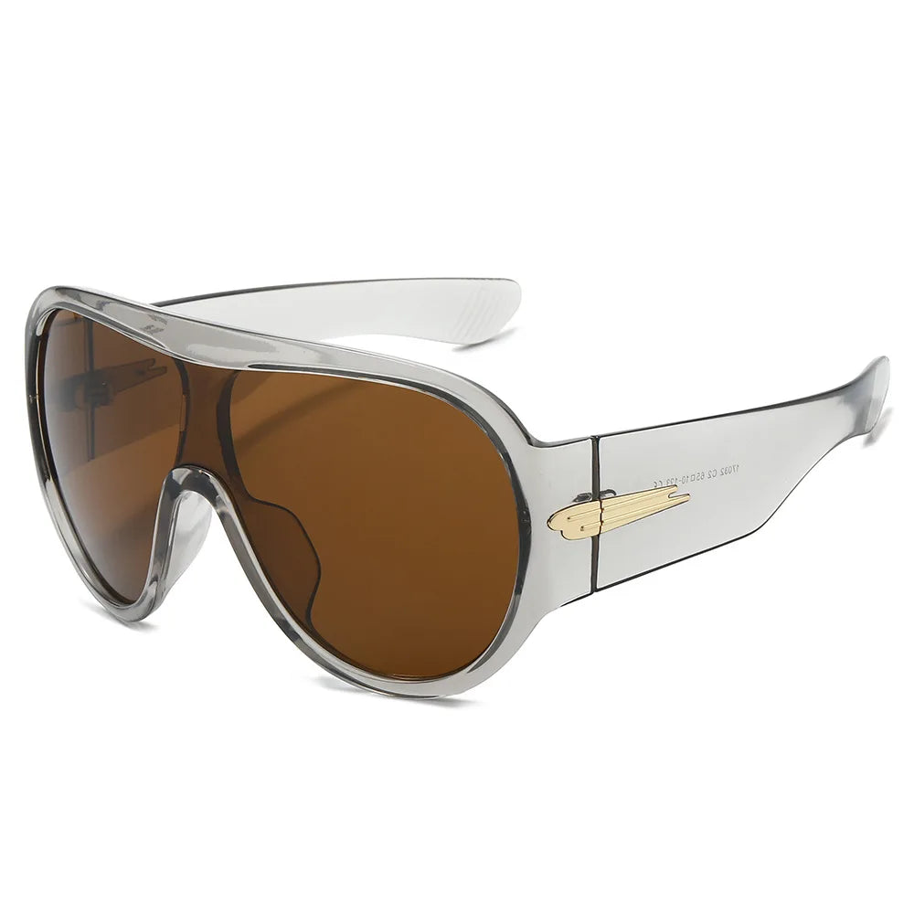 JNPCXI Oversized One-Piece Shield Sunglasses Women Luxury Brand Flat Top Windproof Sun Glasses Ladies Y2K Punk Goggle Shades