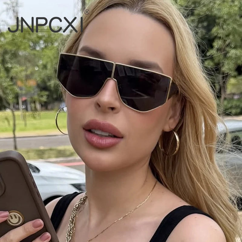 JNPCXI New Polygon Shield Sunglasses Women Luxury Brand Design UV400 Sunglass for Lady Steampunk Retro Shades