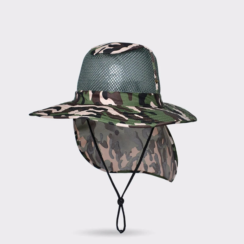 Xinbaoguan 100% Polyester 9227 New Summer Outdoor Men's Sun Protection and Sunshade Large Brim Shawl Fishing Hat