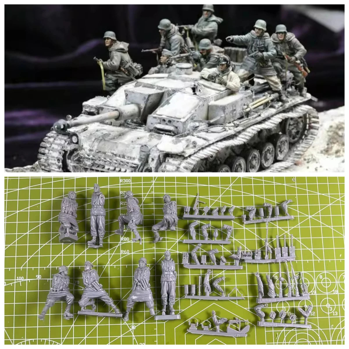 High Quality 1:35 Die-casting Resin Model Kit for World War II Tank Soldiers, 8-person Kit, Unpainted（No Tank）
