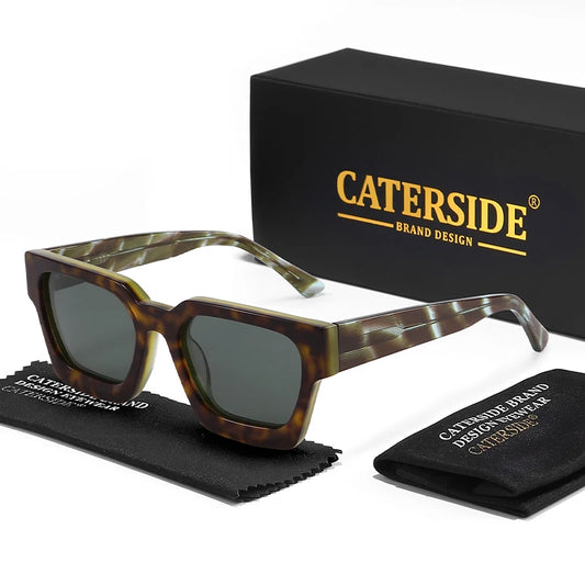 CATERSIDE Retro Acetate Sunglasses Men Polarized Square High Quality Sun Glasses Women Driving Punk Party Vintage Eyewear UV400