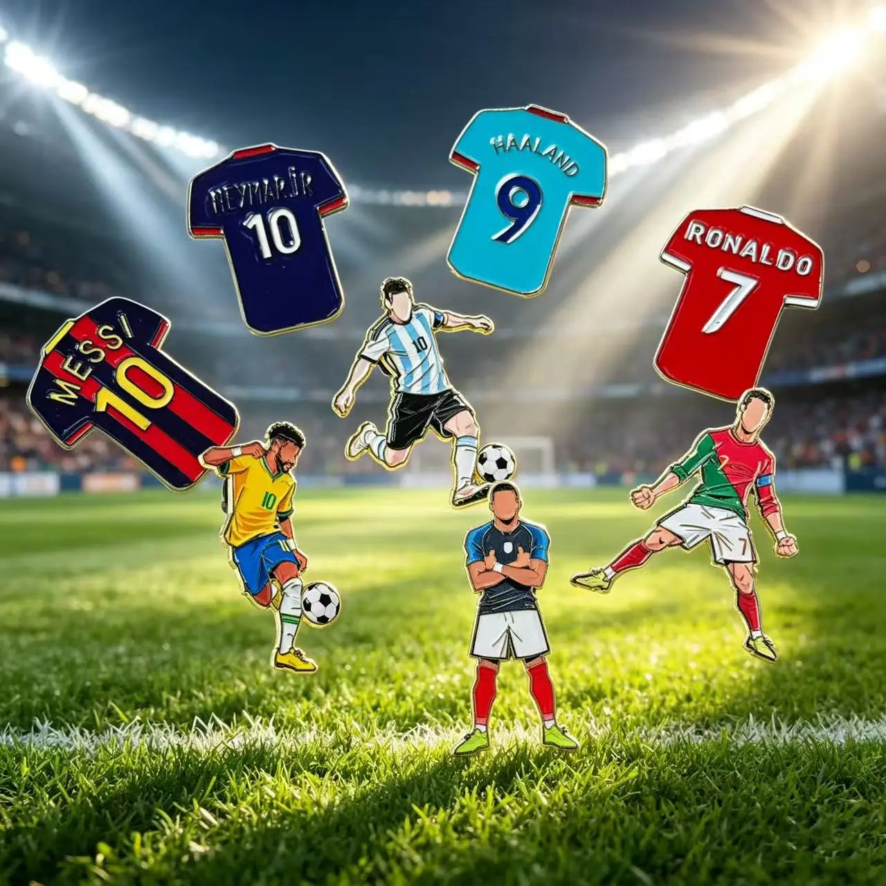 4/8PCS Creative Football Enamel Pin Cool Star Professional Athletes Brooches Lapel Backpack Badge Party Jewelry Gift For Fans Fr