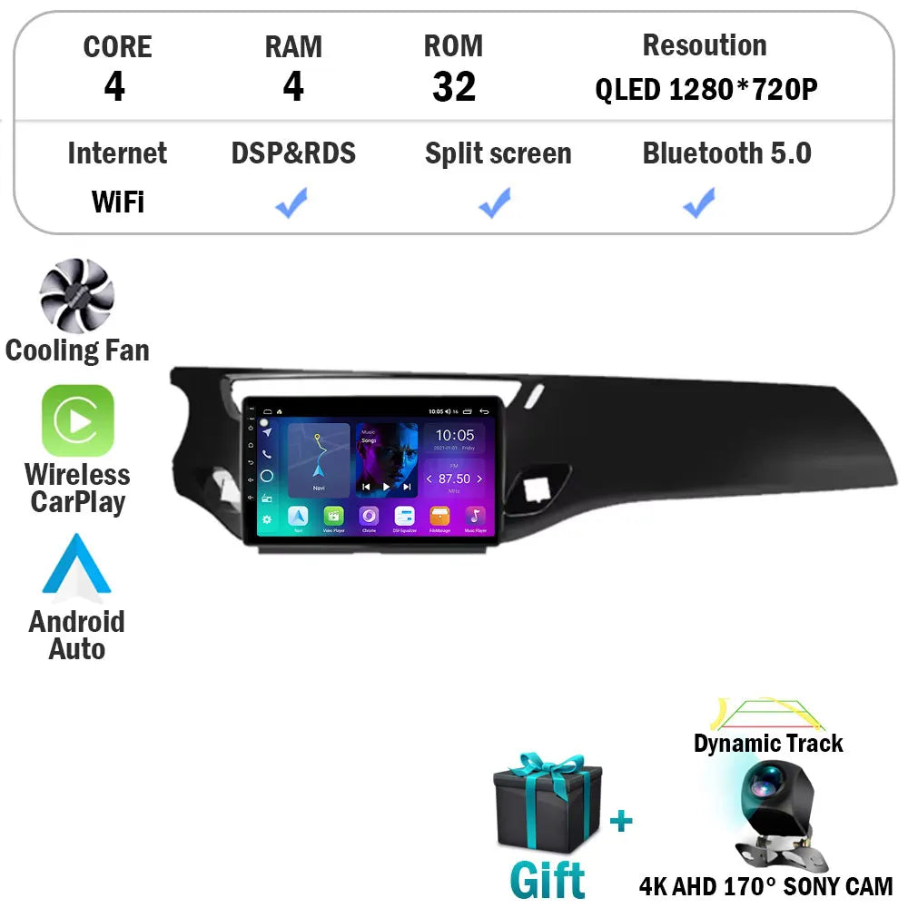 For Citroen C3 DS3 2010 - 2016 Car Radio Carplay GPS Navigation Android 15 Auto BT 5G Wifi Multimedia Player Video No 2din DVD