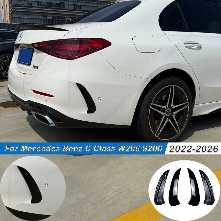 For Mercedes Benz C Class W206 S206 C260 C43 C63 AMG 2022-2026 Car Rear Bumper Lip Splitter Spoiler Side Canards Bodykit Tuning