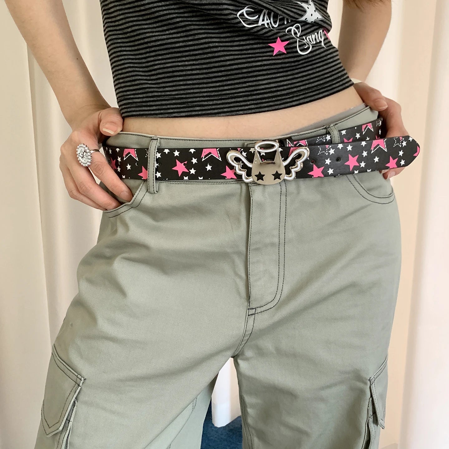 Y2K Millennium Style Star Belt Women's Niche Subculture Style Cartoon Belt Decoration For Skirts And Jeans Belt