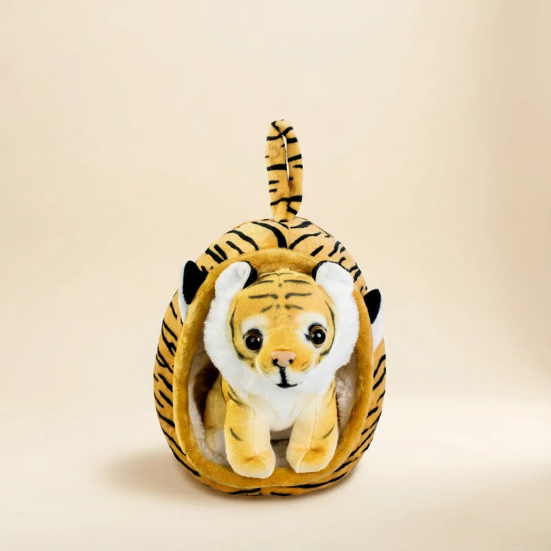1Pc 18CM Lovely Animal Nest Plush Toy Simulation Tiger Leopard Husky Lion Giraffe Shiba Inu Dolls Kawaii Home Decoration Gift
