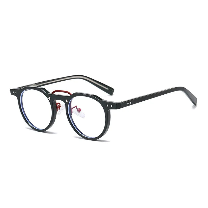 JNPCXI New Round Sunglasses Women Rivets Punk Gray Shades UV400 Fashion Men Clear Anti Blue Light Glasses Frame