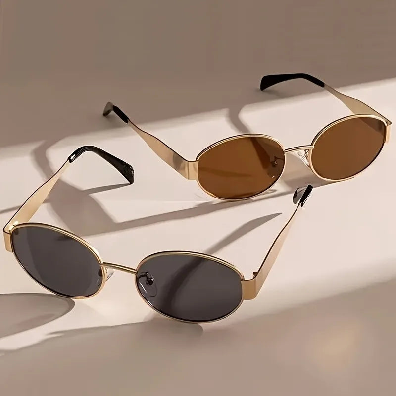 2 Pairs of Unisex Y2K Oval Frame Retro Fashion Glasses Suitable for Parties Shopping Outfit Matching Daily Use