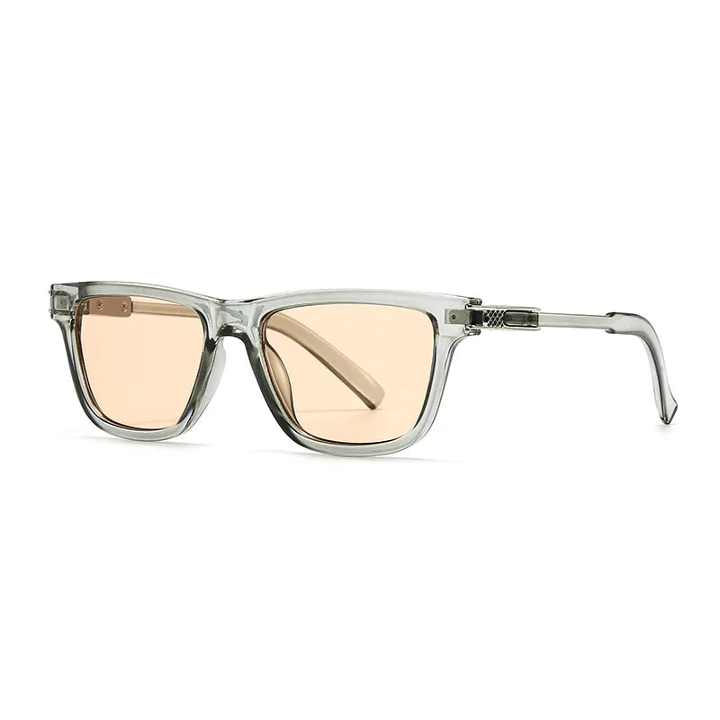JNPCXI New Square Men Luxury Sunglasses Fashion Gray Gradient Women Shades UV400 Clear Lens Frame