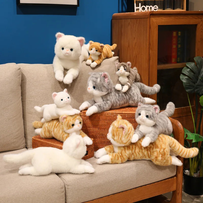 Cute Kitten Plush Toys Stuffed Animals Pet Lie Down Doll Pillow Plushies Soft Toy Children's Christmas Gifts Toys for Girl Boys