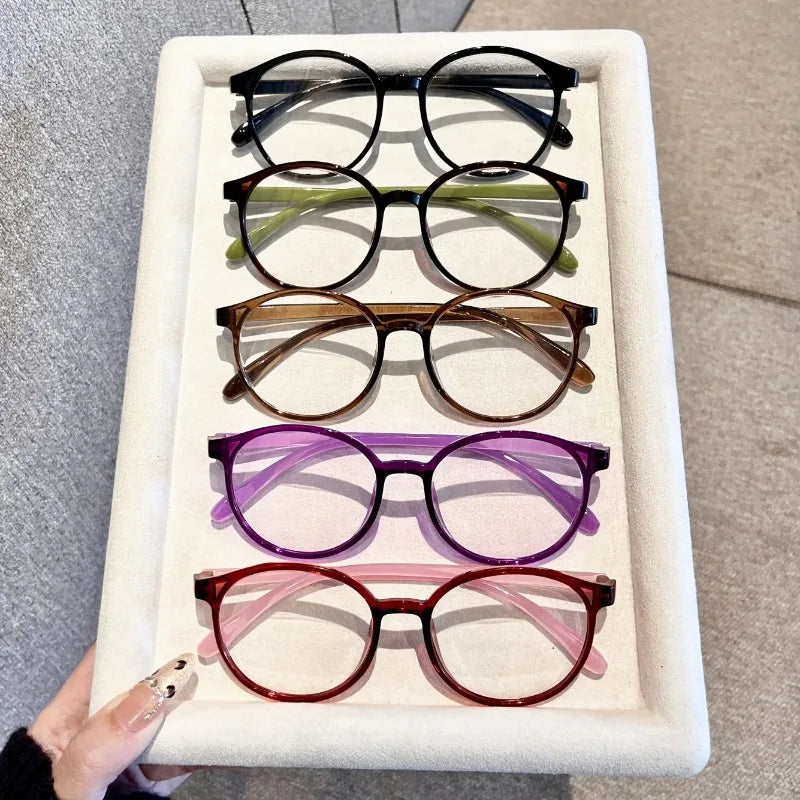 5 Pairs of Women's Round Reading Glasses Anti Blue Light Lightweight Full Frame
