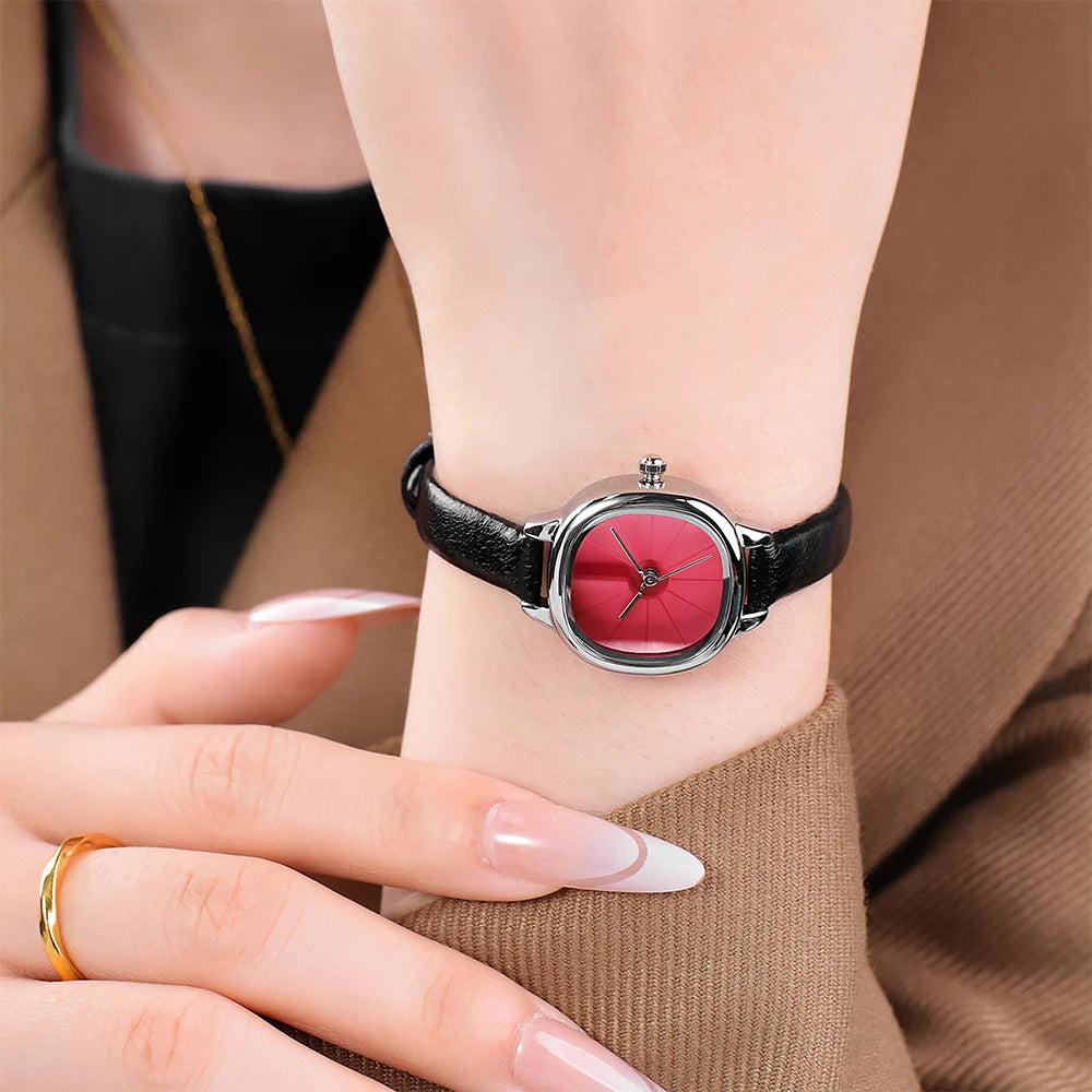 GEDI Vintage Watch Woman Fashion Microfiber Leather Strap Quartz Watches Waterproof Elegant Temperament Niche Women Gifts