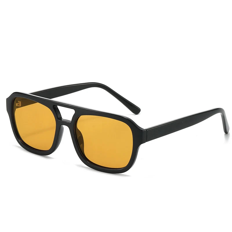 JNPCXI New Retro Square Double Bridges Men Sunglasses Fashion Quality Shades UV400 Women Gradient Blue Sun Glasses