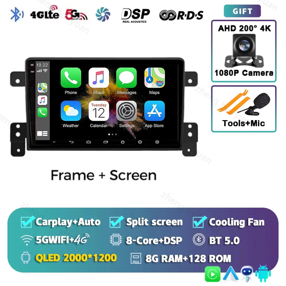Android 15 CarPlay Auto For Suzuki Grand Vitara 3 2005-2014+ Car Radio Multimedia navigation video DVD Autoradio Stereo 2din 4G+