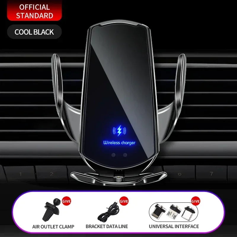15W Car Magnetic Wireless Charger Automatic Car Mount Phone Holder For iPhone Samsung Infrared Induction Fast Charging