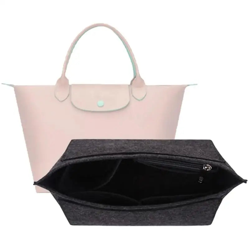 1Pc Felt Insert Bag Fits For Longchamp Handbag Liner Bag Felt Cloth Makeup Bag Support Travel Portable Insert Purse Organizer