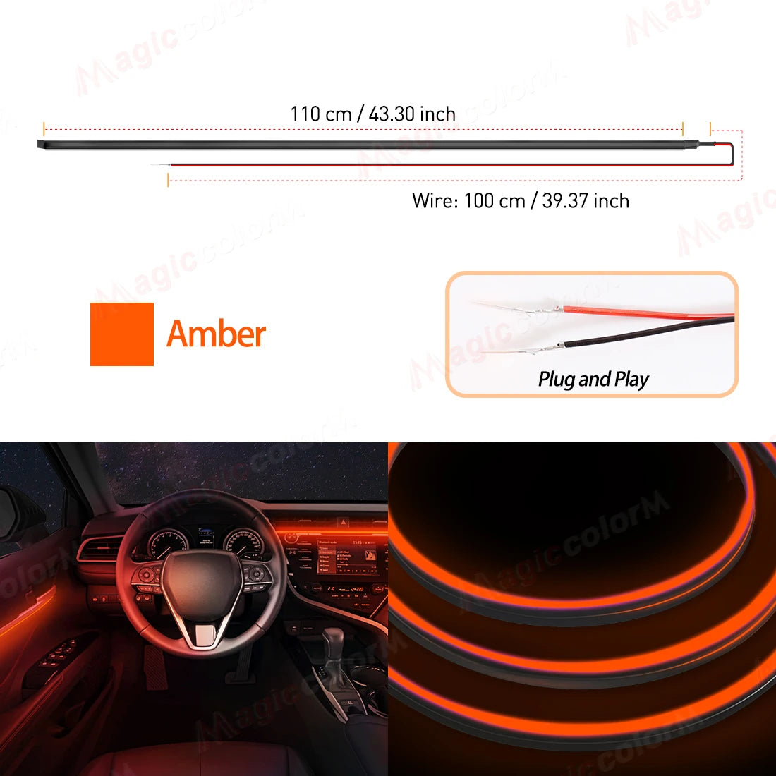 Car LED Ambient Light Car Interior Decorative Lamp For Universal DIY Flexible Hidden Cuttable Acrylic Strip High Density Colour